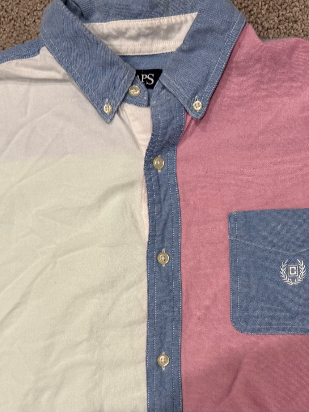 Colorblock Chaps Pastel Button Up - Picture 3 of 4